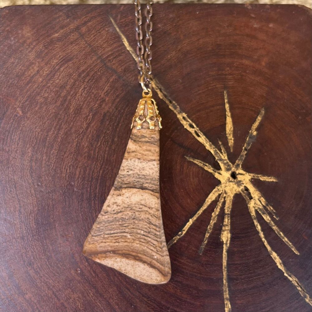 Vintage Petrifiesd Wood Necklace Bohemian Hippie Jewelry